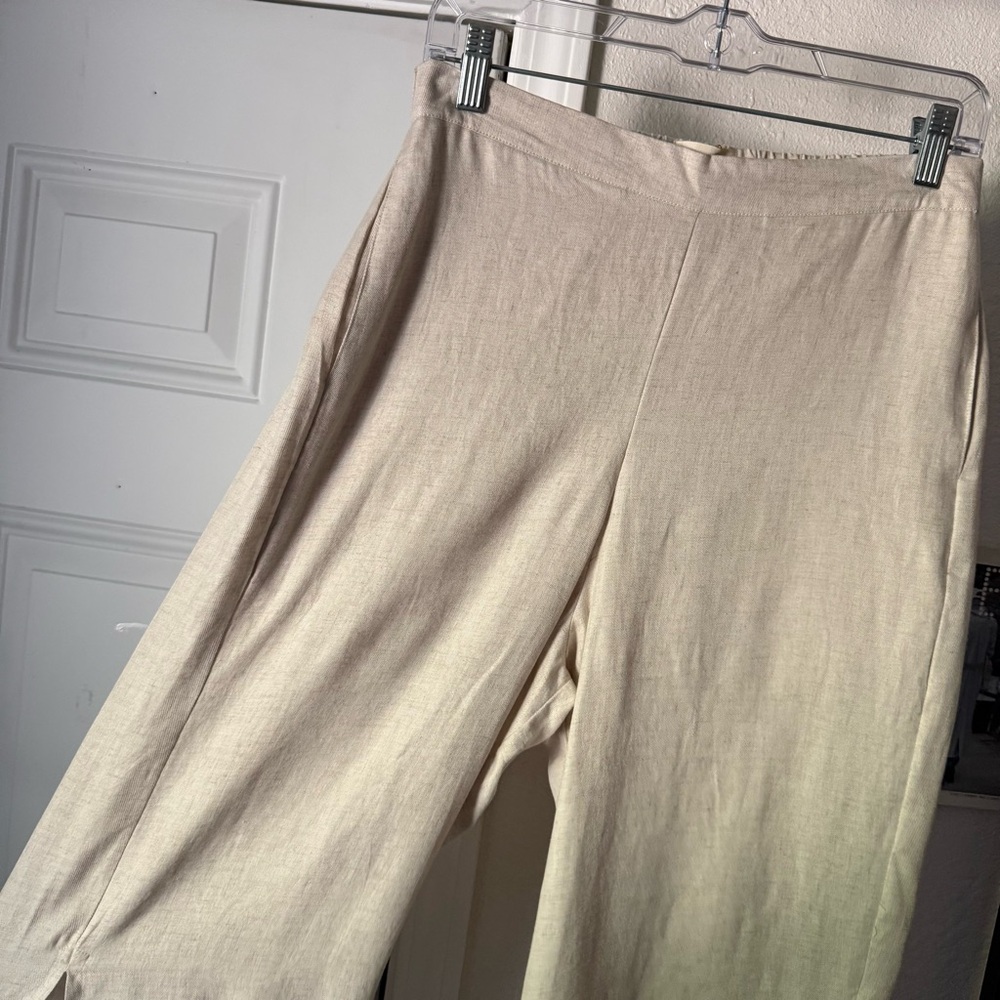 NWT SITE-SEE cream ivory‎ lyocell line wide leg pull on elastic cropped pants - Picture 3 of 7